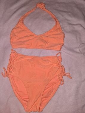 Orange Halter High-Waist Bikini Set